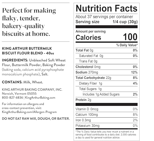 King Arthur Baking Company Buttermilk Biscuit Flour Blend, Unbleached Flour, Aluminum Free, Non-GMO Buttermilk, g2.5lb Bag - Thumbnail 3