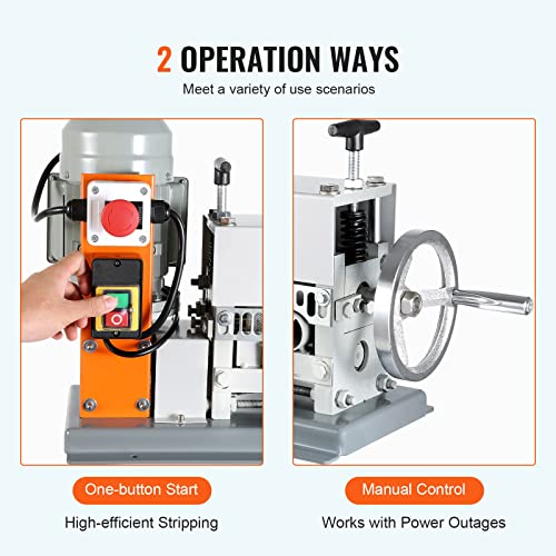 Image of VEVOR Electric Wire Stripping Machine, 0.06''-1.42'' Automatic Wire Stripper Machine, 370 W, 88 ft /min Wire Stripper with An Extra Manual Crank, 11 Channels Electric Wire Stripper, Copper Stripper