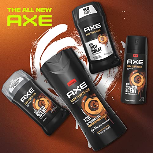Axe Body Wash 12H Refreshing Scent Dark Temptation Dark Chocolate Men's Body Wash With 100 Percent Plant-Based Moisturizers 16 Oz #TOP5