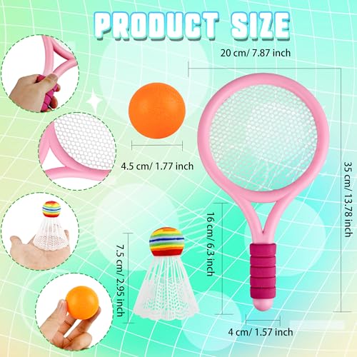 Set de 12 raquetas de tenis plásticas para niños miniatura 2