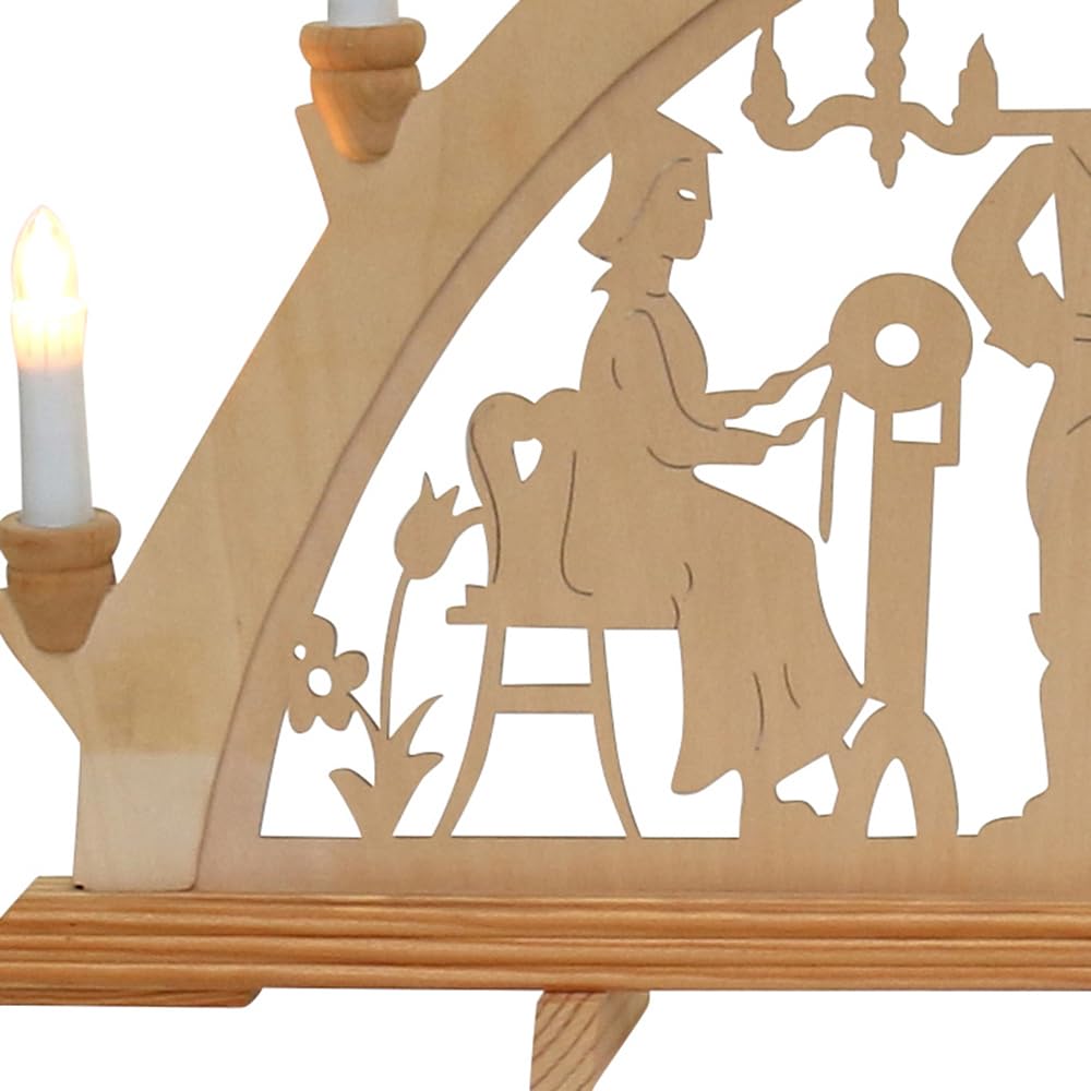 Wichtelstube-Kollektion Holz Schwibbogen Lichterbogen Bergleute in Seiffen XL 58cm Schwippbogen Weihnachten Weihnachtsbogen Schwibbogen Weihnachten 7 Kerzen 230V Anschluss
