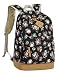 Backpack for Girls, Floral Canvas Backpacks College Bags School Daypack Travel Bags by Leaper (Floral Black)