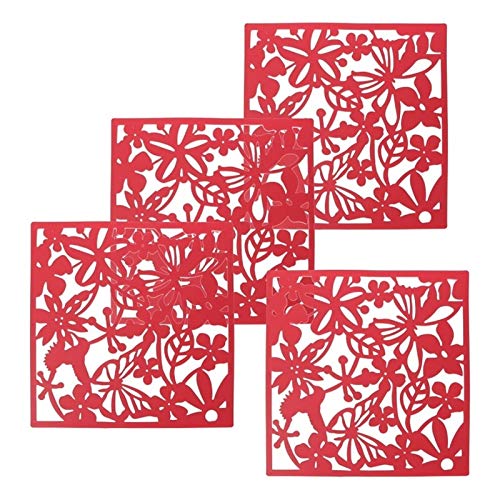 Paravent suspendu design blanc aux motifs ciselés de fleurs et oiseaux