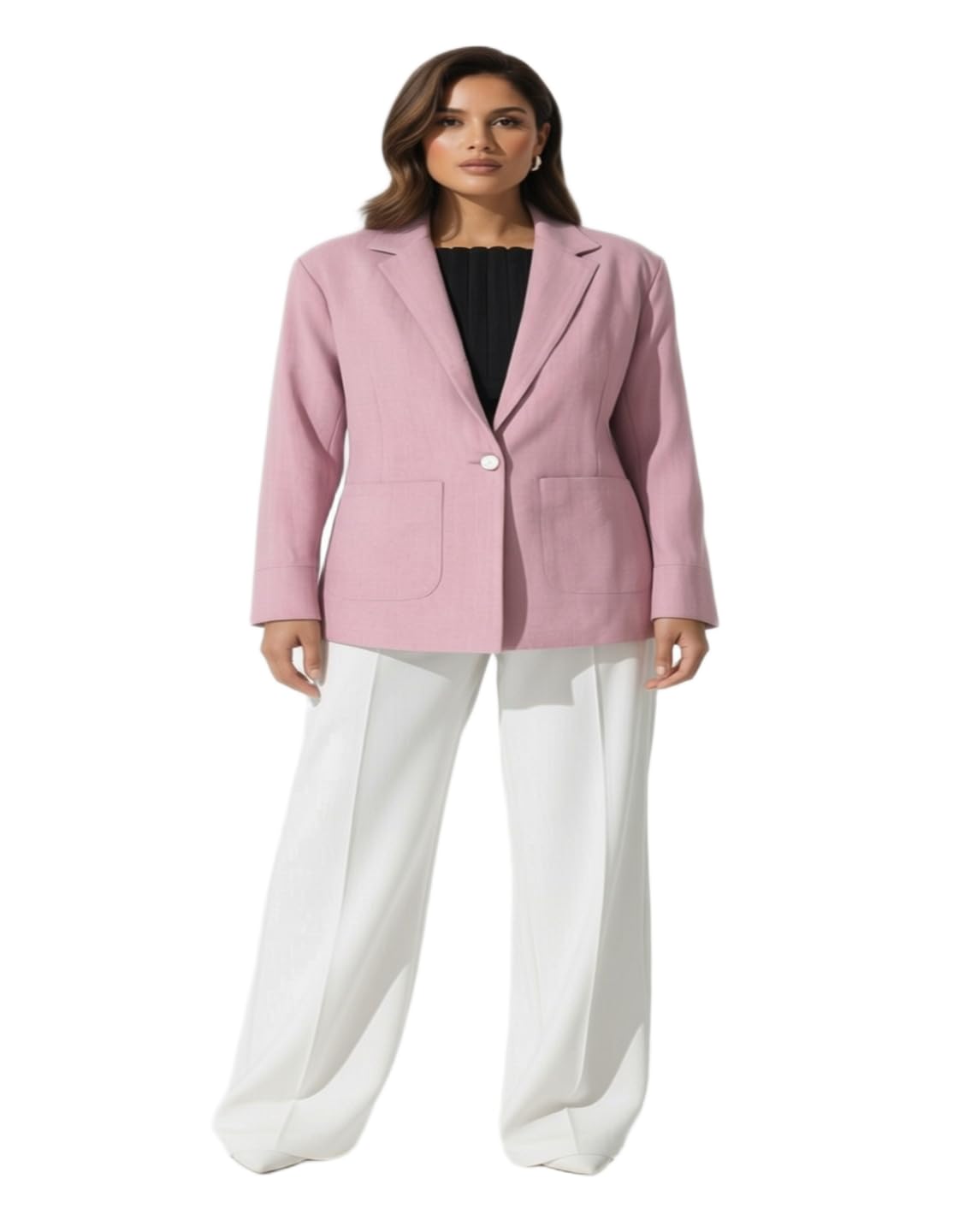 maykr Women Plus Size Lavender Blazer Jacket 2XL 3XL 4XL 5XL Casual Formal Office Work Coat-picture-19