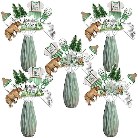24 Set Adventure Baby Shower Centerpiece Sticks Let the Adventure Begin Baby Shower Decorations Adventure Table Decorations for Woodland Forest Mountain Adventure Baby Shower Party Supplies Cover