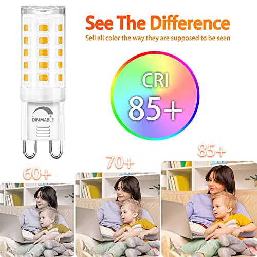 Winshine Dimmable G9 Led Light Bulb 3000K Warm White, 4W G9 Base Chandelier Light Bulb Soft White, T4 40Watt Halogen Replacement G9 Bi Pin Base, Cri85 120V 360° Beam Angle 5 Pack #TOP4