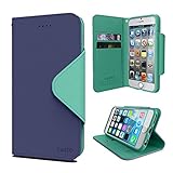 Cellto IP6-NVMT iPhone 6S Case, PU Leather Wallet Cover Stand and Reversible Magnetic Flap, Flip Cover for Apple iPhone 6 (2014)/iPhone 6S (2015) - Navy Blue/Mint