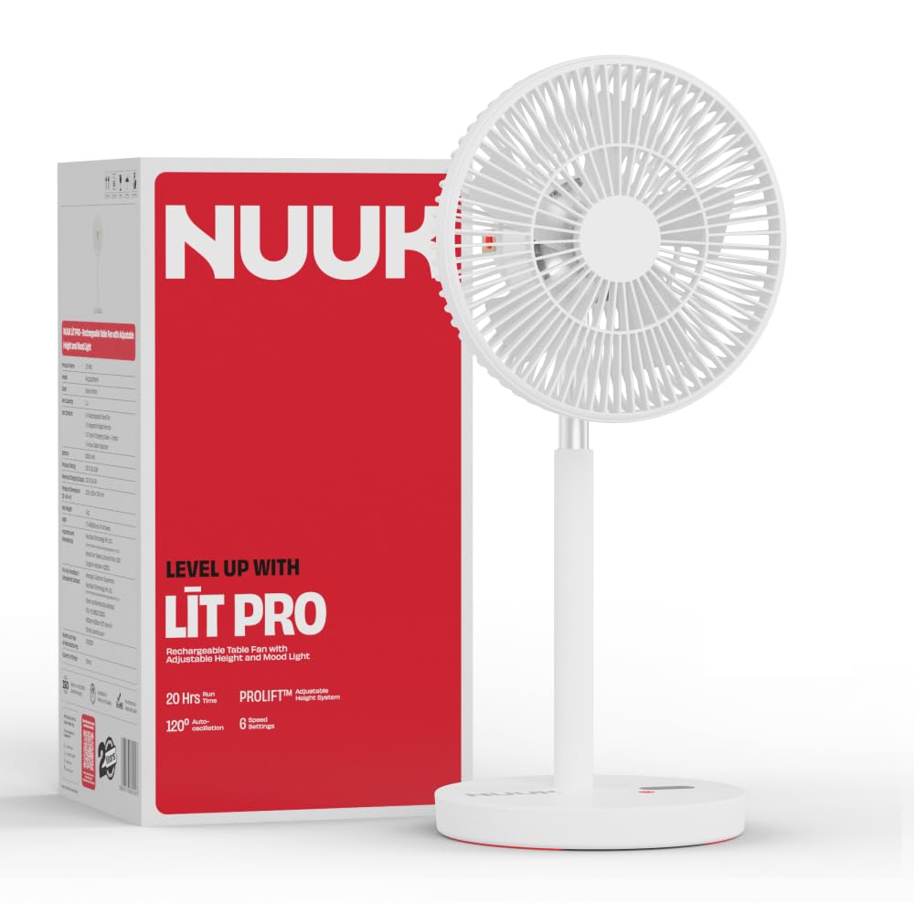 NUUK LIT PRO All-Day Wireless Fan | Rechargeable | BLDC Motor | High Airflow | 6 Speed Settings + Wave Mode | Adjustable Height | Mood Light | Magnetic Remote discount deal