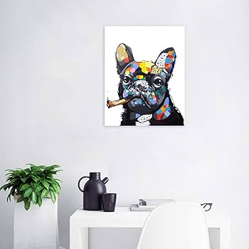 Amazon.co.jp: Hzong 数字油絵 フレンチブルドッグ 油彩 油絵 犬