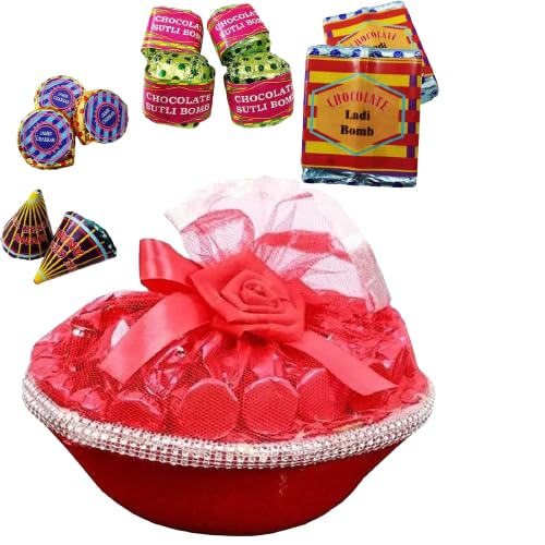 Hitvik Diwali Chocolate Crackers Shape Handmade Celebration Choco Gift Box - 200g of Festive Delight Patakhe Shape Chocolate