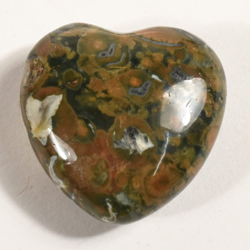 HQRP-Crystal 1PC Heart Aquamarine Lapis Lazuli Agate Quartz Chalcedony Mookaite Laradorite Jasper Aventurine Sodalite Amber (Multicolor Rhyolite Jasper)