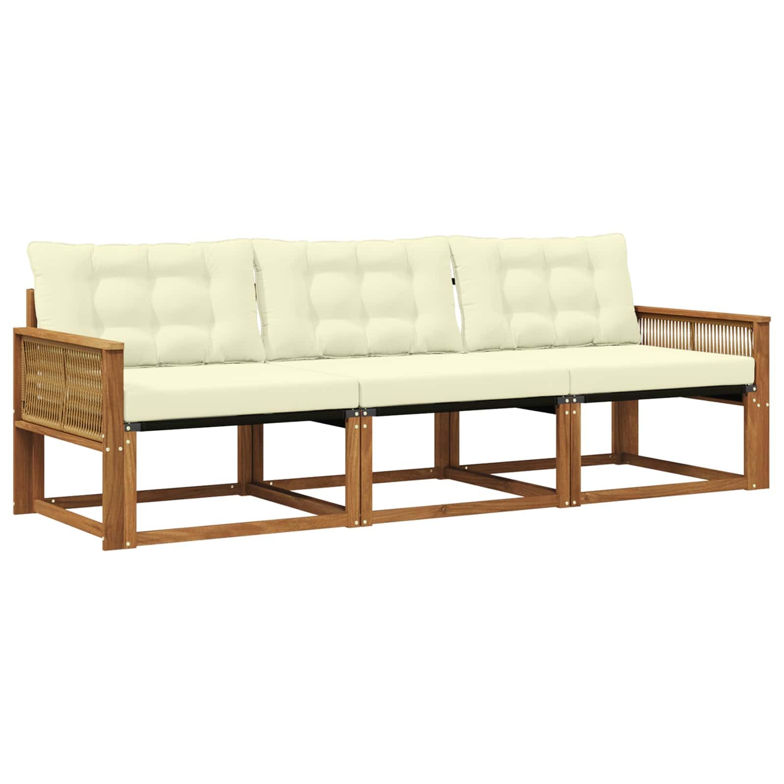Sofá de jardín modular de 249 cm para renovar tu terraza con madera de acacia