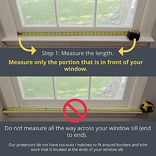 265 in long x 425 in deep - clear cat and dog window sill protector - durable rigid windowsill cover guards against pet claws scratching drooling box of 1 sill protector with mounting coins