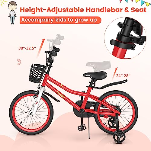 Image of BABY JOY Kids Bike, 12 14 16 18 Inch Boys Girls Bike for 3-8 Years w /Training Wheels, 20 Inch Children Bicycle for 8+ Teens w /Kickstand, Handbrake, Coaster Brake & Removable Basket, Sporty Bicycle