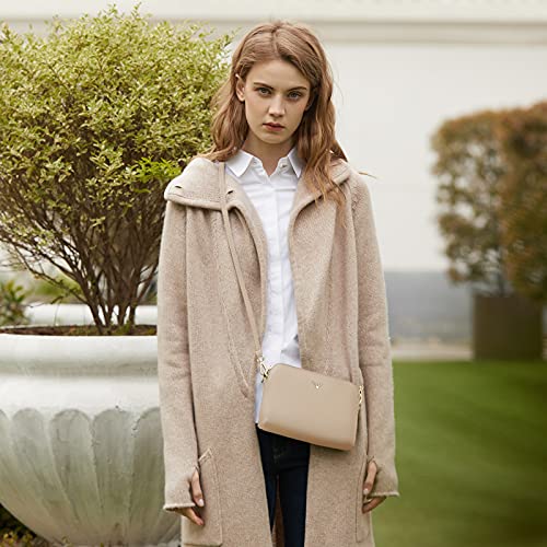 ZMDB Damen Klein Umhängetasche PU Leder Handytasche mit Handgelenkband & Verstellbar Abnehmbar Schultergurt, Damen Tasche Reißverschluss Crossbody Bag (Beige-Groß)