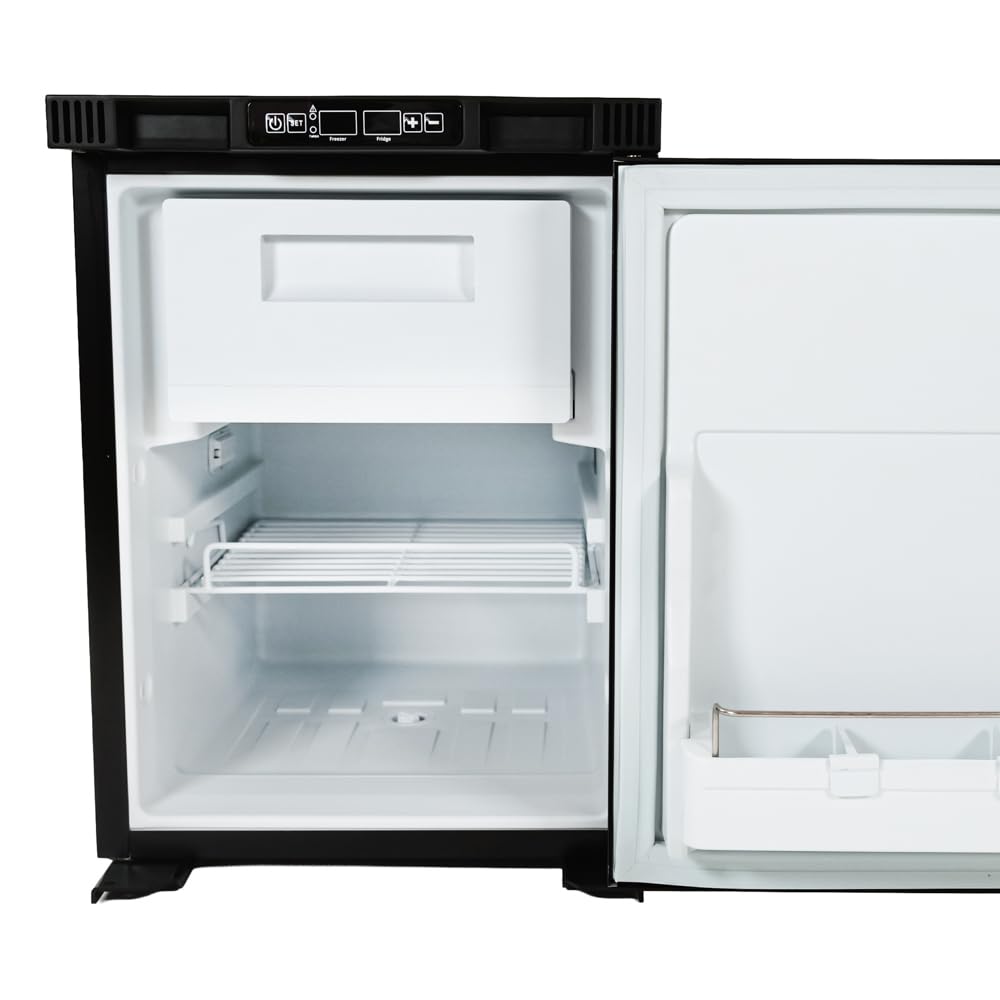 Yolco RL50M lodówka z kompresorem do zabudowy, 42,6 l – 12 V/24 V/230 V, lodówka kempingowa z zamrażarką, aplikacja Bluetooth, tryb turbo i tryb nocny, wyjmowana strefa zamrażania, do przyczepy