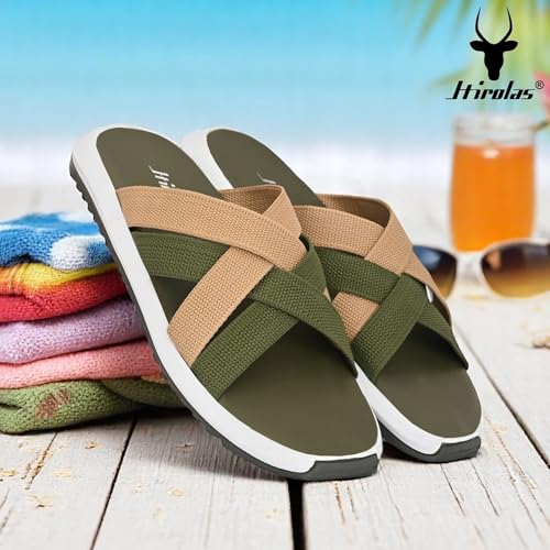 Image of Hirolas Men's Strappy Flip-Flop Slider Slippers