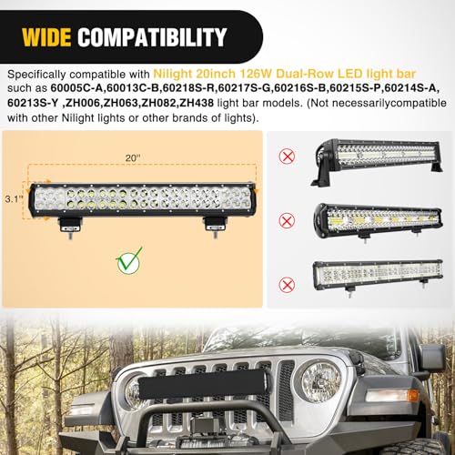 Image of Nilight 20 Inch LED Light Bar Cover Black Color | Protective Durable Polycarbonate Lens, Waterproof Dustproof Scratch-Proof for Double-Row Off Road Driving Lighting