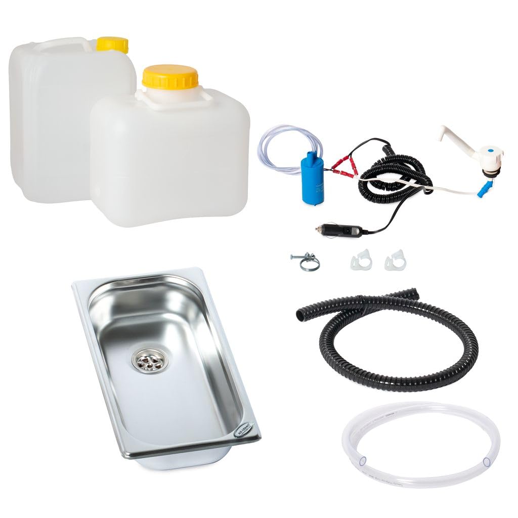 12 V Agua Anlage tentempiés carro venta colgante camping Cocina montar fregadero 325 x 176 x 100 Comet Novo Blanco (AD de ideas)