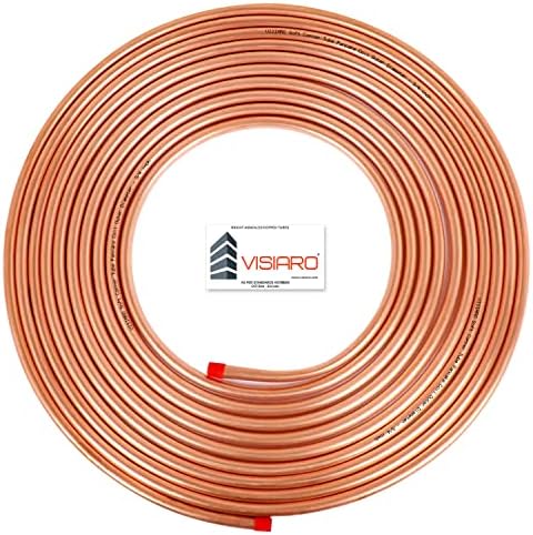 Visiaro Pure Soft Copper Tube, 15mtr, Outer Dia 3/4 inch, Wall Thickness 20 swg, 99.9% Purity, Industrial Metal, Seamless Pipe for Air Conditioning, Refrigeration, Plumbing Systems and DIY Projects