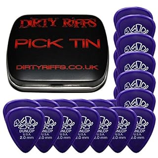 24 x médiators Dunlop pour guitare Delrin/Plectres – 2.00 mm Violet dans une pratique Pick étain - Les Beatles, Paul McCartney, John Lennon, RIngo Starr, George Harrison