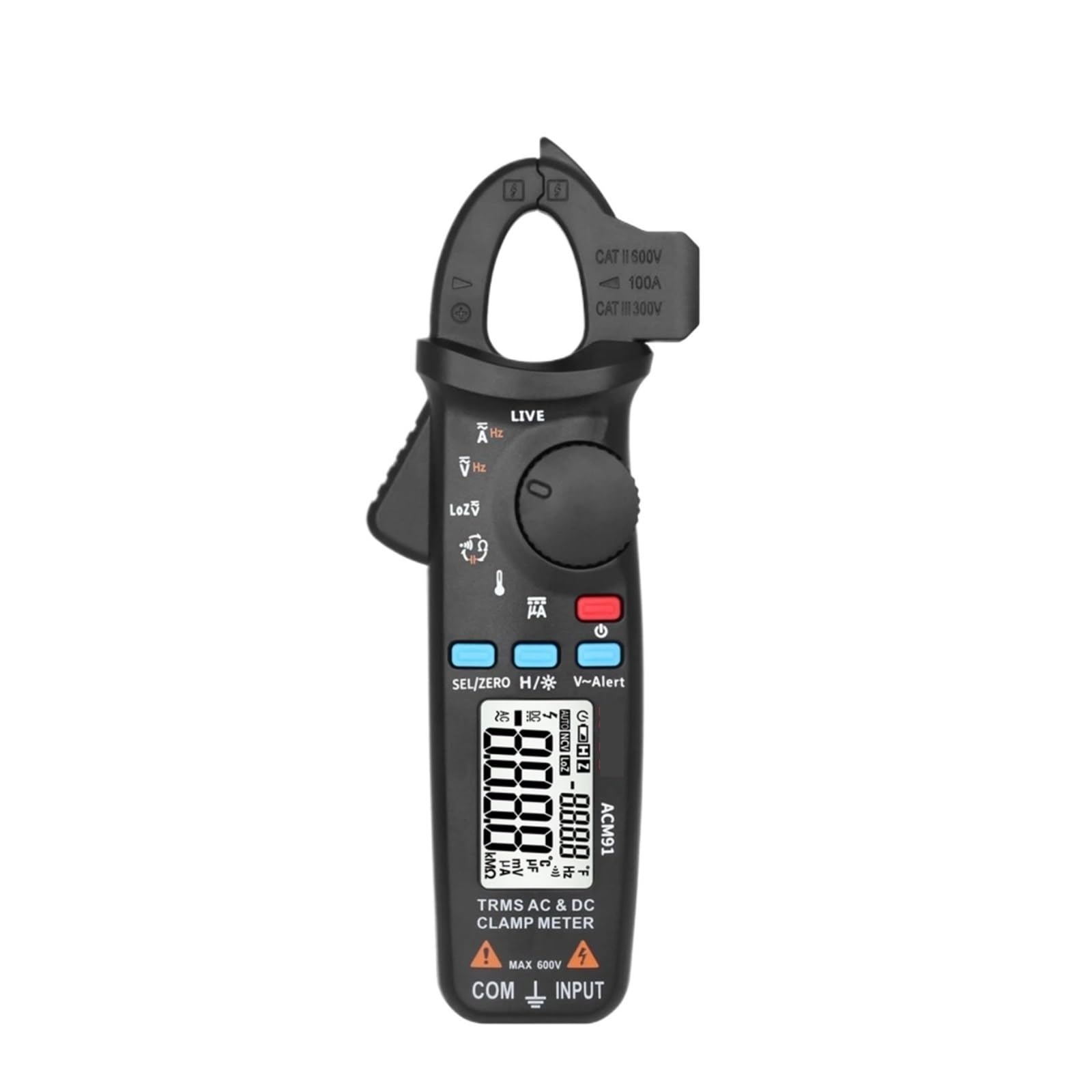 Pinza amperimétrica digital, Medidor De Pinza Digital Profesional, Amperímetro Precisión 1mA, Abrazadera DC AC 100A, Multímetro, Probador Voltaje Reparación Automática(ACM91Black and T1101)
