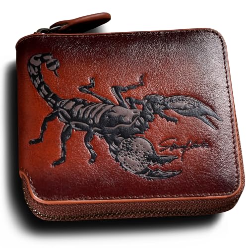 Zipper Wallet For Men,Men's Leather Wallets With Coin Pocket,Extra Capacity,RFID Blocking,Gifts for Him Husband and Boyfriend Gift (brown)