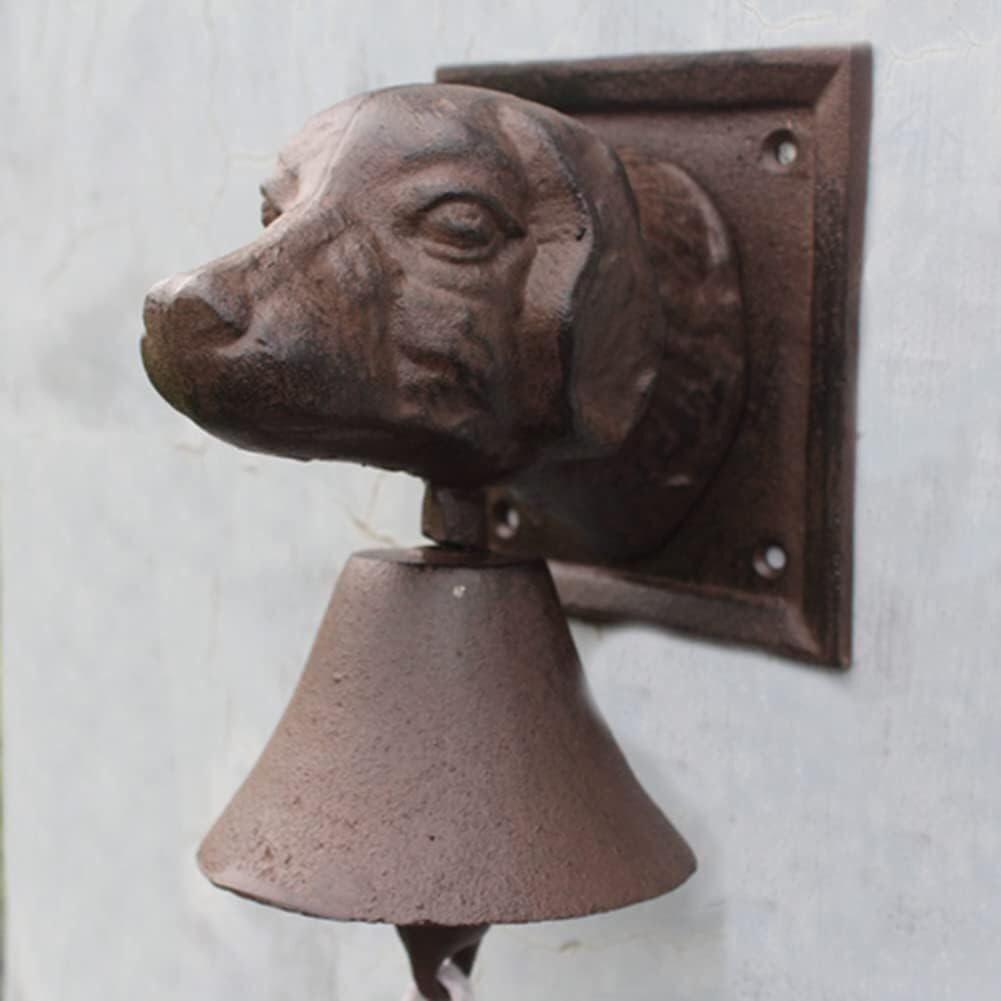 Żeliwny dzwonek do drzwi, naścienny antyczny dzwon Vintage dzwonek do drzwi dekoracja głowy psa dzwonek do drzwi żeliwny dzwonek ścienny w stylu antycznym wystrój ogrodu domu żelazne figurki zwierząt