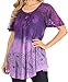 Produktbild Sakkas TS-2209 - Petra Damen Casual Loose Flared Korsett Kurzarm Spitze Bluse Top Tunika - 2202-Lila - OSP