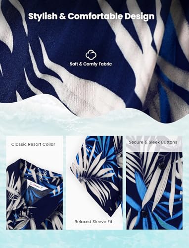 Image of PATPAT Family Hawaiian Matching Outfits - Mommy and Me Vacation Outfits | Halter Sundresses and Button Down Shirts,Caribbean Vacation Summer Tropical Outfits,Hawaiian Boho Tropical Floral Printed