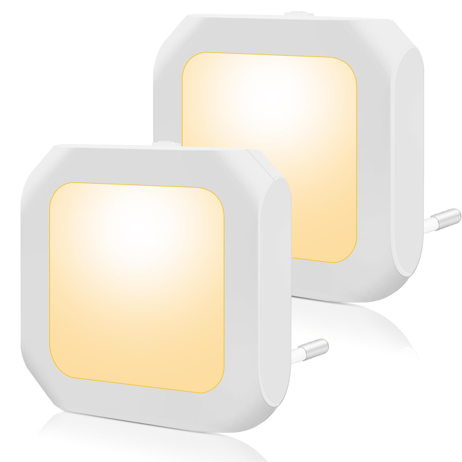Jsdoin LED Luce Notturna Bambini, 2 Pezzi Luce Notturna con Sensore Crepuscolare, Luminosità Regolabile Luce Notturna da Presa per Camera dei Bambini, Bagno, Corridoio, Cucina, Scale, Bianca Calda