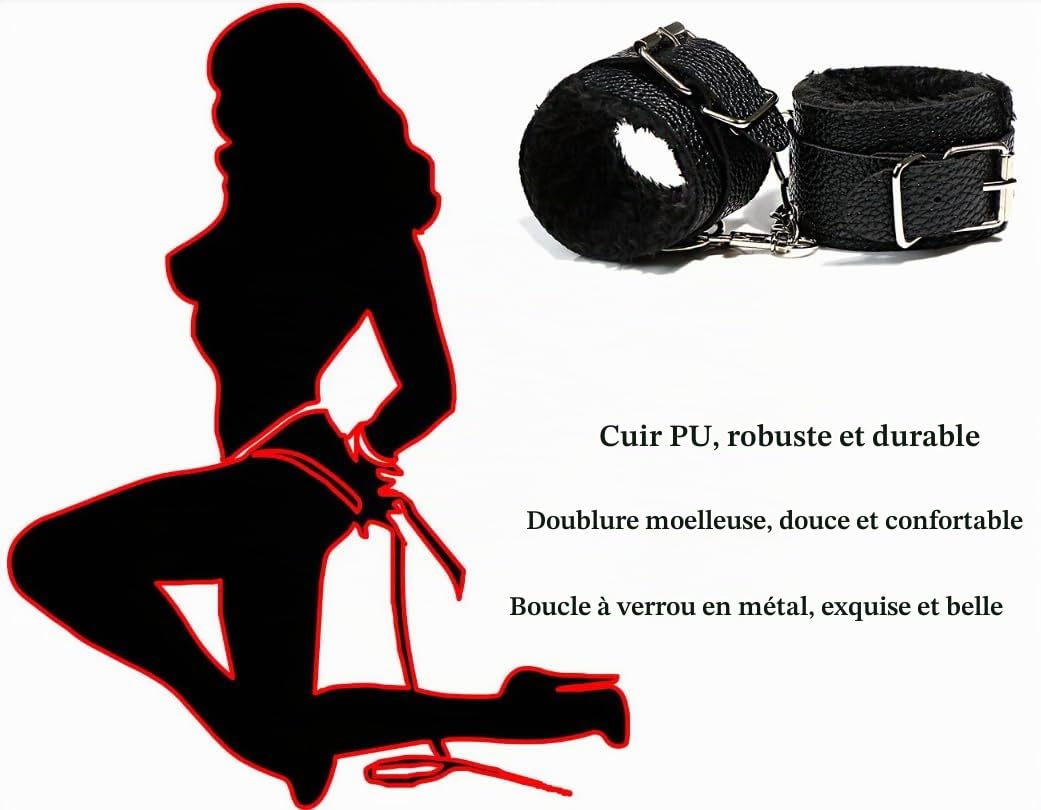 Kit de Bondage Sexy,Set de Bondage B-D-S-M,Jouets Sexuels pour Couple Adultes,Accessoires Sexuels-Liens de Bondage-Anal Plug-Sm Retenue Poignet-Menottes-Masque Yeux-Sexuels Corps Toy