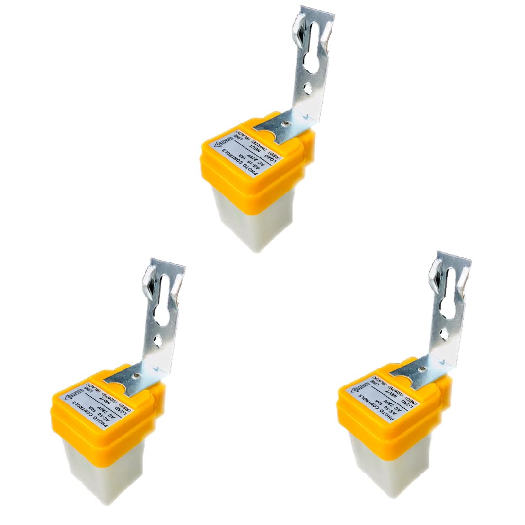 LEYDEN® AS-10 230 Volt AC, 10A Auto Day Night ON/Off Switch, Photocell LDR Sensor Switch for Street Light, Lamps, Etc. Water Proof Lighting Switch Electrical Switch (Pack of 3)