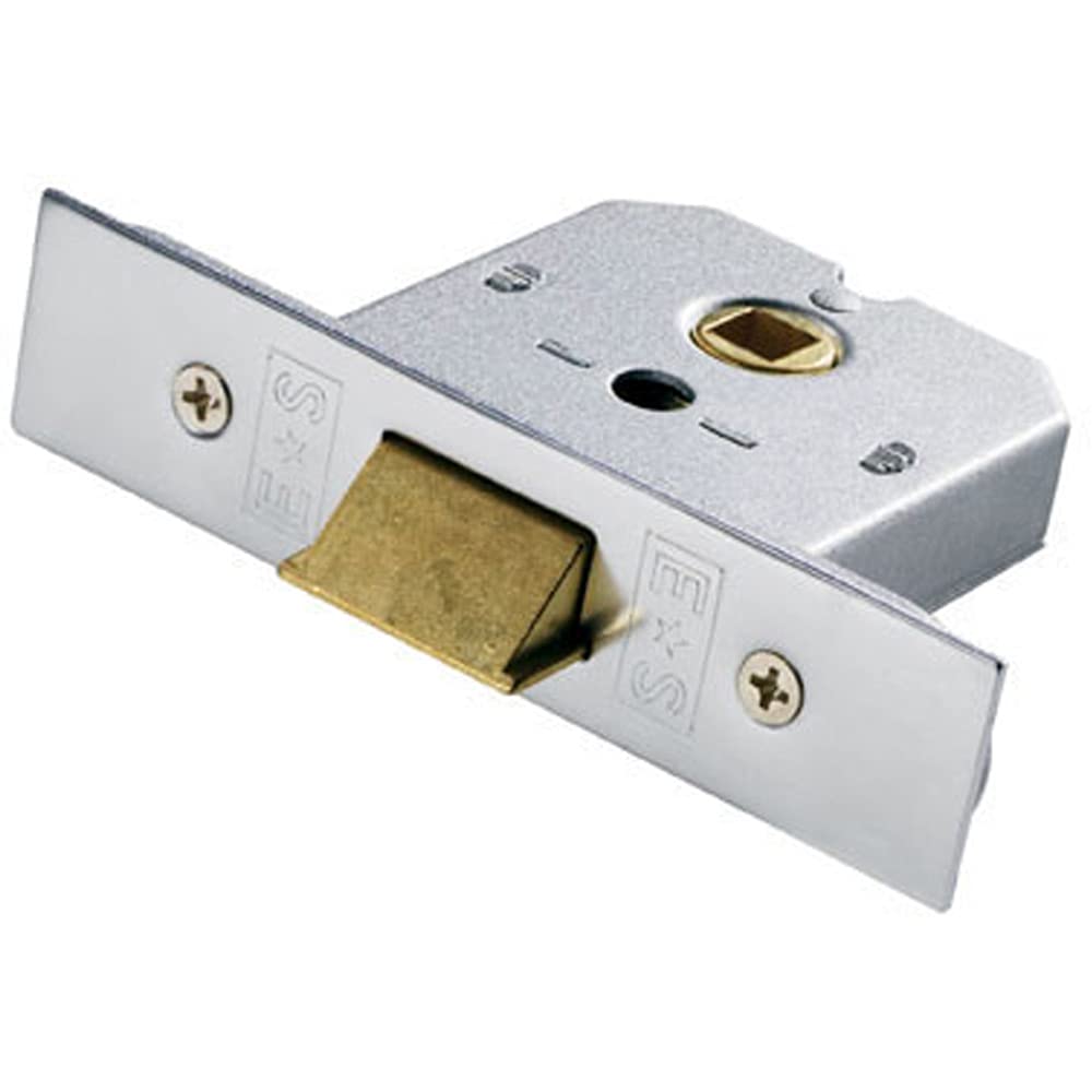 Loops 76mm Flat Mortice Door Security Latch - Fire Door Rated - Satin Chrome