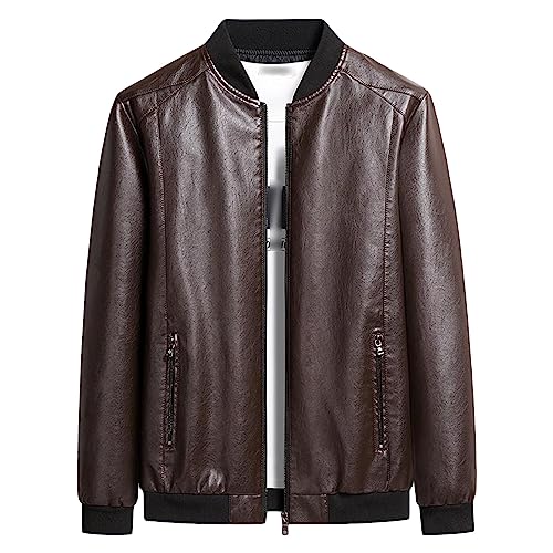 Chaqueta de cuero sintético con cierre y bolsillos para hombre miniatura 1