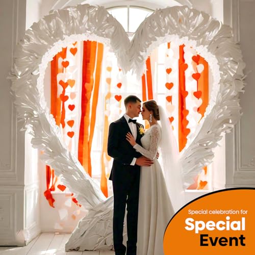 Image of 6 Orange Streamers with White, 492ft Pack of Crepe Paper Party Decorations | Each roll is 82 ft long and 1.8 Inch wide ideal for Birthday Party Decor, Baby showers and Cultural Parties