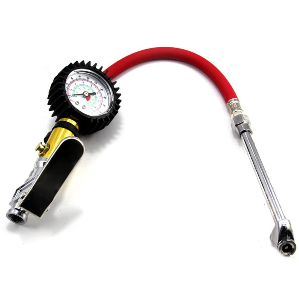 Tsophreniq Red Tyre Pressure Gauge Digital Inflator For W/Pressure 220 Checker With Flexible Hose Deflator & Defla Tire For Truckers Tool