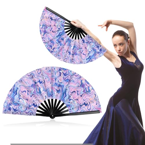 Abanico de Mano Plegable, Abanico de Mano Plegable de Bambú, para Actuación, Baile, Decoraciones, Artesanía, Festival Regalo, Lucha (B)