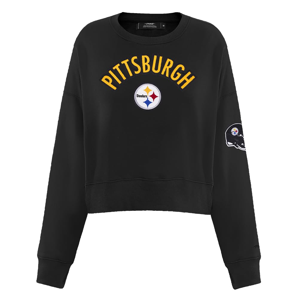 Pro Standard Womens NFL Pittsburgh Steelers Classic Chenille Crewneck Sweatshirt Black Xs