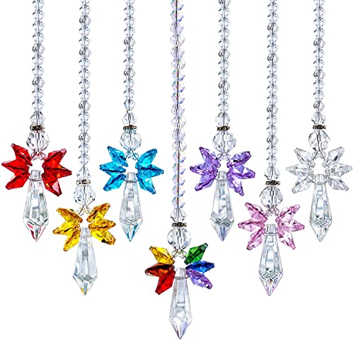 Juego de 7 prismas de cristal coloridos, atrapasoles de cristal, colgante de ángel de la guarda, adorno para hacer arcoíris, ventana, jardín, decoración para colgar Cover