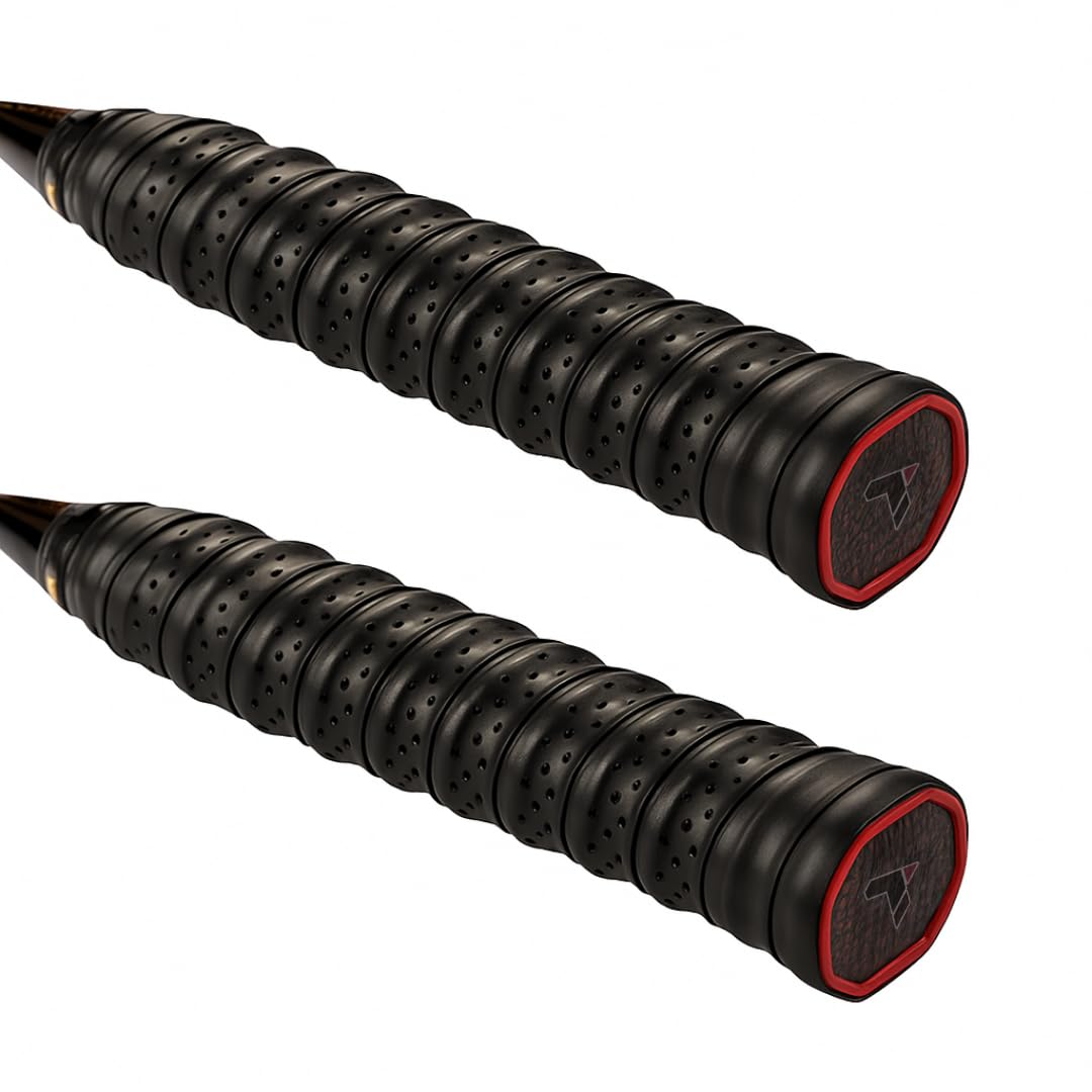Perforated Anti-Slip Racket Grip Tape – Pack of 2 (Black) | Overgrip for Tennis, Badminton, Squash & Pickleball | Sweat-Absorbent Foam Cushion Grip