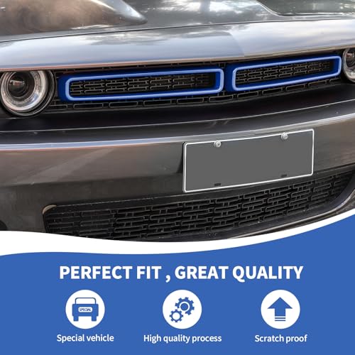 Image of RAZPOY Front Grille Inserts Grill Guard Compatible with 2015-2024 Dodge Challenger Exterior Accessories, Blue