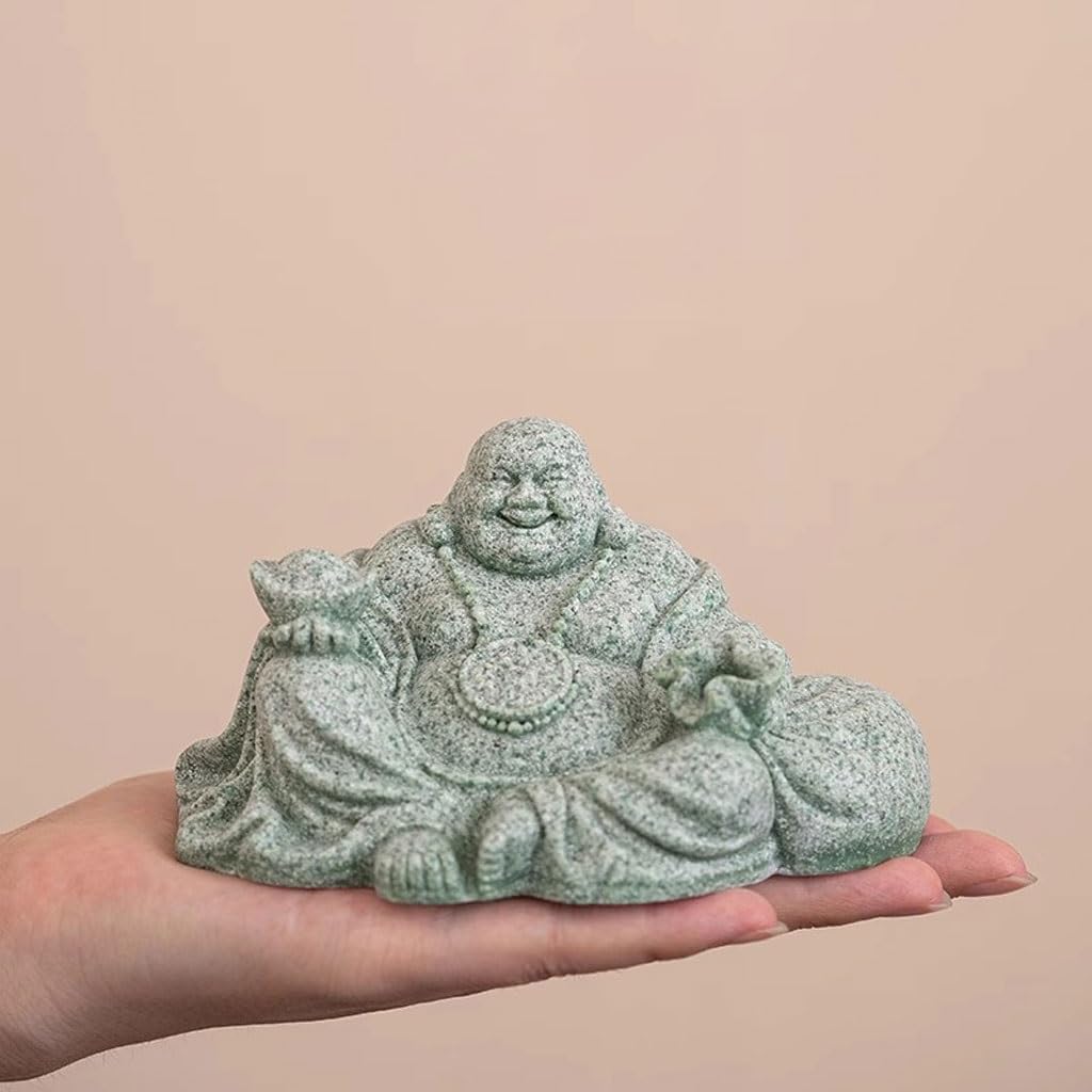 Statua fatta a mano per animali da tè, ufficio, Zen, pietra Maitreya Buddha, ornamenti per animali domestici, soggiorno, tavolo da tè, set da tè, accessori da tavolo per animali domestici