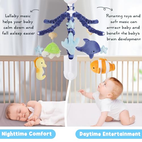 Piikago Ocean Creatures Musical Baby Mobile For Crib - Nautical Nursery Crib Mobile With 12 Lullabies For Boys & Girls thumb #3