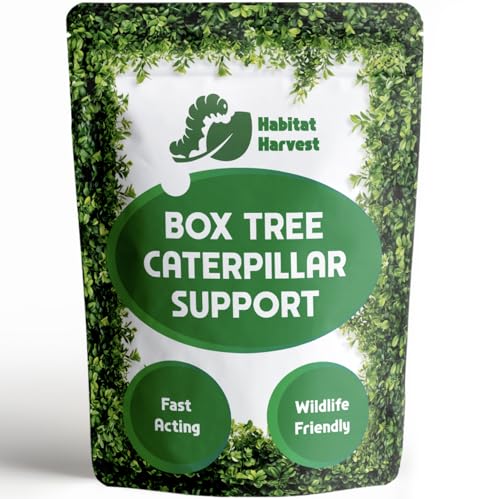 Habitat Harvest Box Tree caterpillar support Fast acting buxus treatment Formula Safe for Bees Birds & Pets 50g Treats up to 300m Fast Acting Aids Recovery
