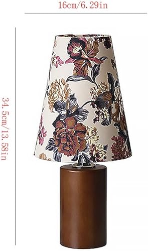 Miniatura 2 de Lamp for Desk Romantic Atmosphere Table Lamp Solid Wood Retro Floral Table Lamp Bedroom Fabric Table Lamp Desk Lamps for Home Office