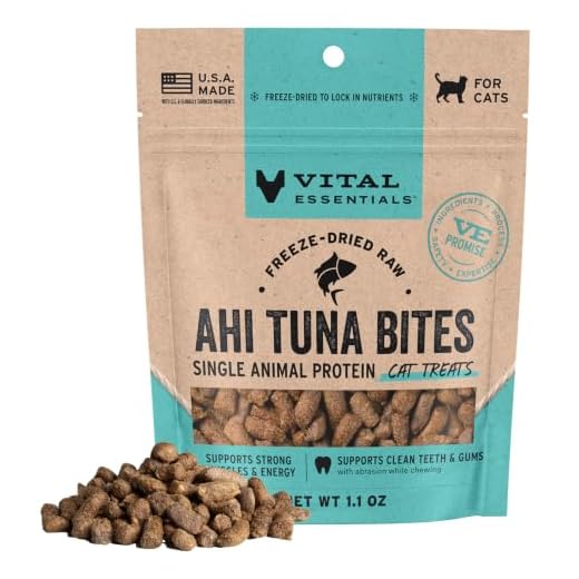 Vital Essentials Freeze Dried Cat Treats, Ahi Tuna Bites, 1.1 oz Bag