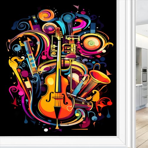 Vinilo decorativo para ventana con diseño musical 17.7x23.6 pulg miniatura 4