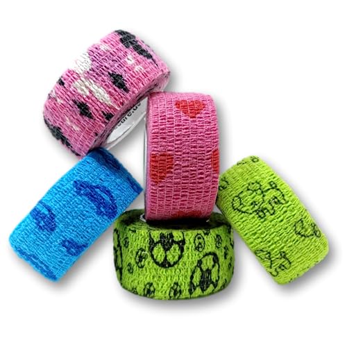 LisaCare Pansements auto-adhésifs pour enfants - 5 rouleaux de premiers secours pour enfants - Pansement pour enfants - Imperméable - Sensible - Parfait pour le réconfort - Taille au choix (2,5 cm)