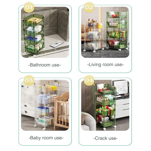 Carrello Multiuso a 2/3/4 Ripiani con Ruote, Organizer e ripiano per Il Bagno, Soluzione di stoccaggio Versatile per Soggiorno, Cucina, Bagno e spazi ristretti.